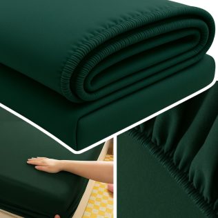 PRZEŚCIERADŁO Z GUMKĄ 90×200 NA MATERAC MIĘKKIE GŁADKIE Z BAWEŁNĄ  CIEMNY ZIELONY