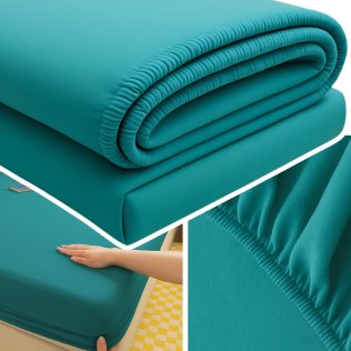 PRZEŚCIERADŁO Z GUMKĄ 90×200 NA MATERAC MIĘKKIE GŁADKIE Z BAWEŁNĄ  TURKUSOWY