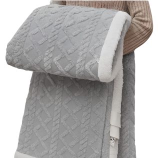 MIĘKKI KOC NARZUTA PLED NA ŁÓŹKO BARANEK SHERPA CIEPŁY 220X230 GRUBY DWUSTRONNY   szary