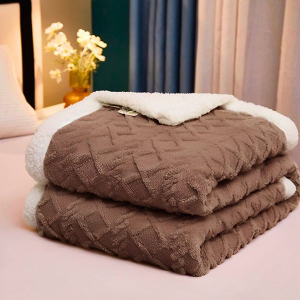 MIĘKKI KOC NARZUTA PLED NA ŁÓŹKO BARANEK SHERPA CIEPŁY 160X220 GRUBY DWUSTRONNY  brązowy - obrazek 9