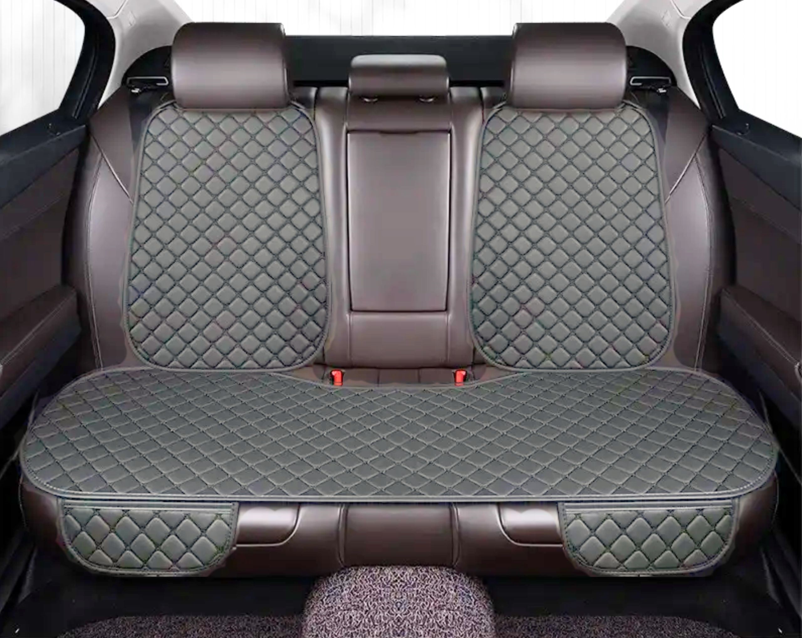 MATA OCHRONNA NA TYLNĄ KANAPĘ SAMOCHODOWĄ POD FOTELIK UNIWERSALNA EKO SKÓRA SZARA - obrazek 5