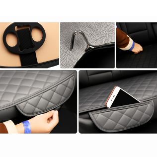 MATA OCHRONA NA FOTELE SAMOCHODOWE SKÓRZANE SKÓRA STUCZNA UNIWERSALNE KOMPLET szare