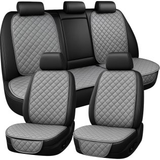 MATA OCHRONA NA FOTELE SAMOCHODOWE SKÓRZANE SKÓRA STUCZNA UNIWERSALNE KOMPLET szare