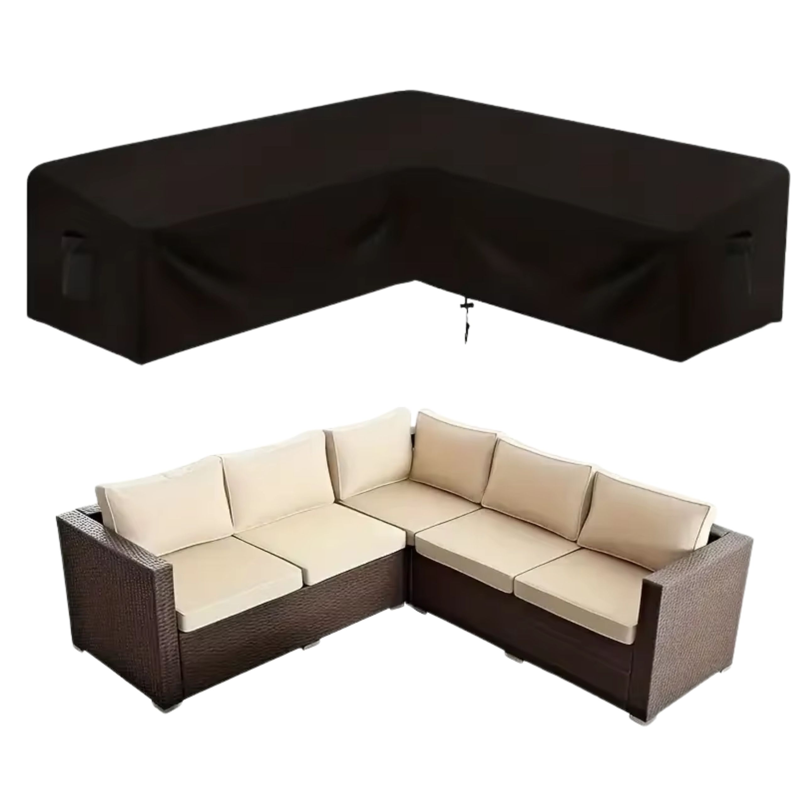 POKROWIEC NA MEBLE OGRODOWE NAROŻNIK WODOODPORNY 250x250x100 OXFORD CZARNY - obrazek 9