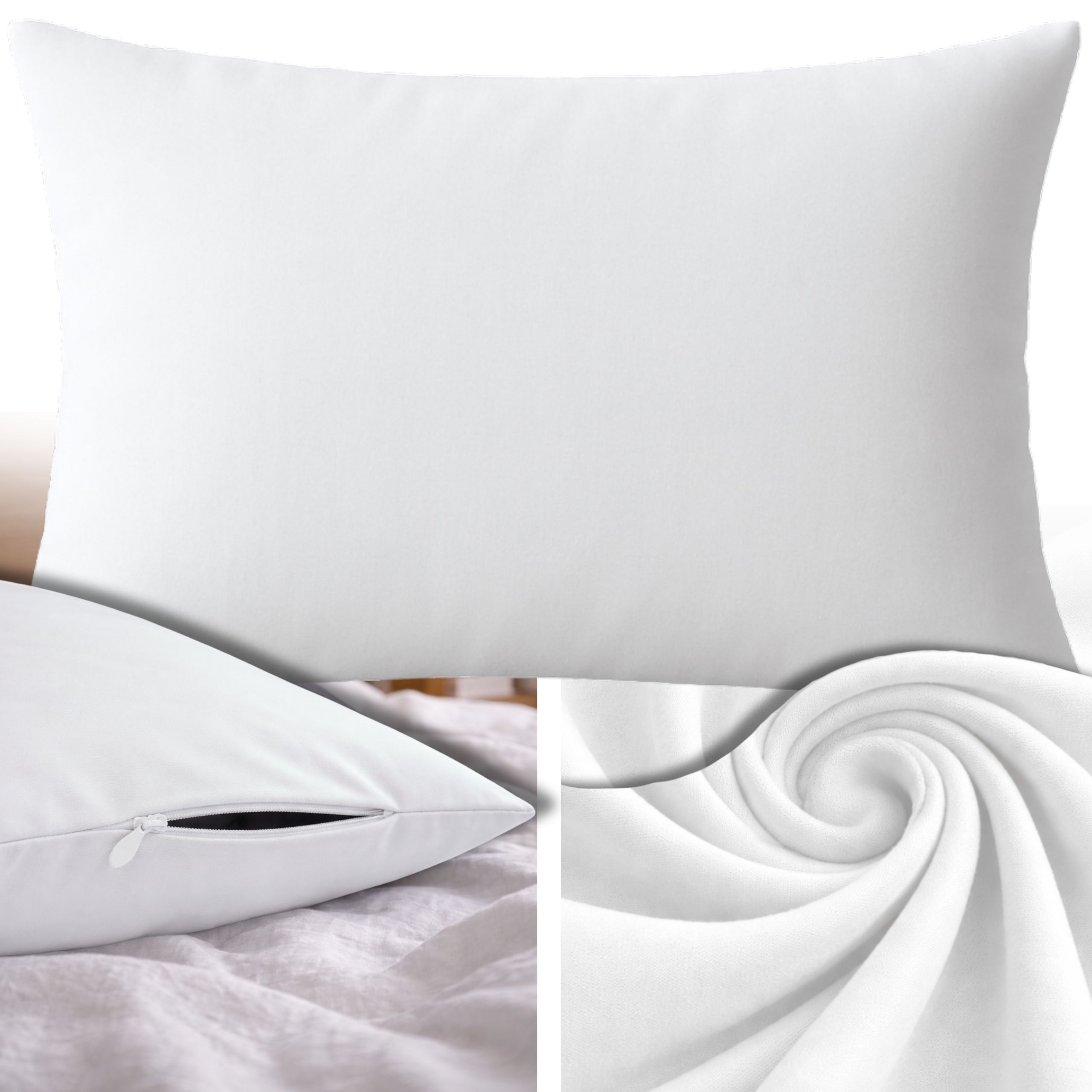 POSZEWKA NA PODUSZKĘ 70x80 CM DUŻA MIĘKKA GŁADKA Z BAWEŁNĄ OEKO-TEX BIAŁY