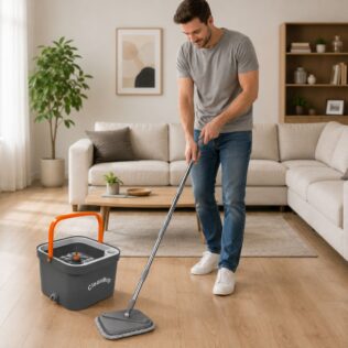 MOP OBROTOWY PŁASKI DWUKOMOROWE WIADRO SEPARACJA BRUDNEJ WODY + 3 WKŁADY