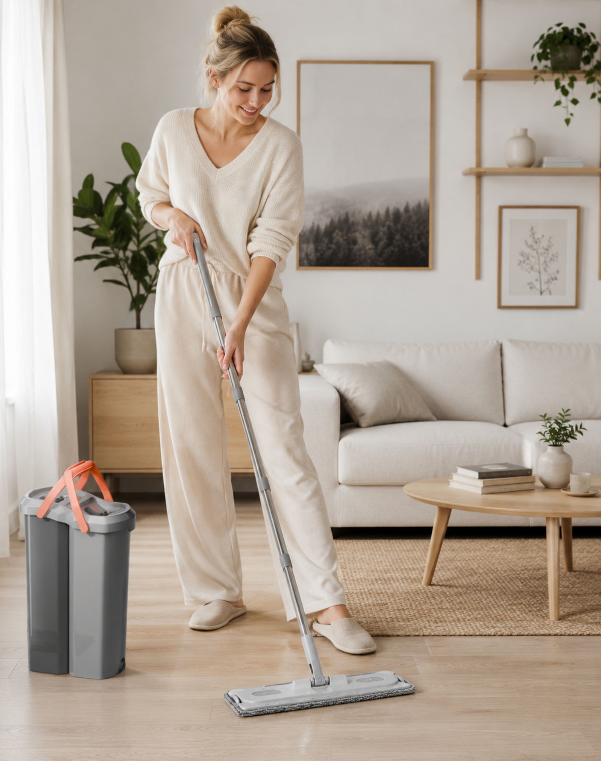 MOP DWUKOMOROWY PŁASKI XL 3 WKŁADY MIKROFIBRA CLEAN MOP 5,7 L DOMIDEKOR - obrazek 3
