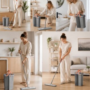 MOP DWUKOMOROWY PŁASKI XL 3 WKŁADY MIKROFIBRA CLEAN MOP 5,7 L DOMIDEKOR