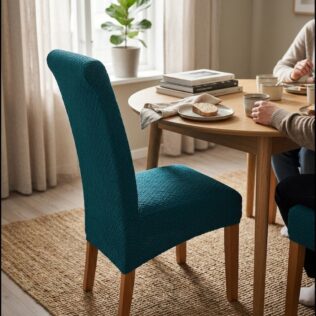 POKROWIEC NA KRZESŁO XXL SKOŚNE ŻAKARD JODEŁKA ELASTYCZNY OEKO-TEX TURKUSOWY