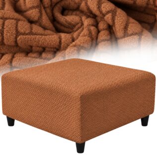 POKROWIEC NA PODNÓŻEK PUF ELASTYCZNY ŻAKARD JODEŁKA OEKO TEX MIEDZIANY RUDY