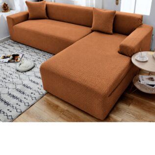 POKROWIEC NA CAŁY NAROŻNIK KANAPĘ SOFĘ ELASTYCZNY ŻAKARD JODEŁKA LEWY 2+2OS MIEDZIANY RUDY